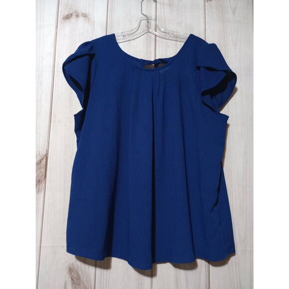 Torrid‎ Shirt Ladies 1x Blue Short Sleeve Flowy - Picture 1 of 7